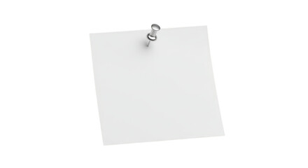 3D Illustration White Square Paper Note with Pushpin on Isolated Background