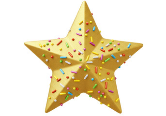 3d Illustration of Gold Star with Sprinkles Isolated on Transparent