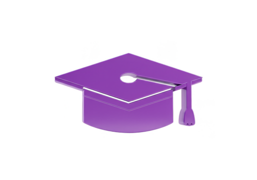 3d Render Purple Academic Mortarboard Cap For Graduation With Transparent Background