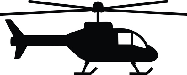 Helicopter silhouette vector, Helicopter icon black silhouette design