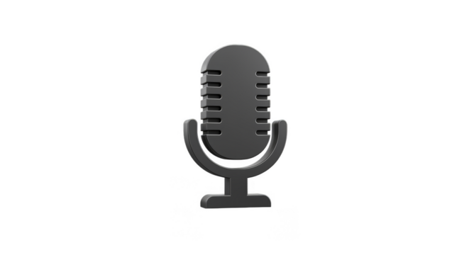 3D Rendering of Black Microphone for Sound Recording Transparent BG
