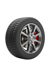 3d Rendering of Tire and Wheel Auto Equipment on Transparent Background