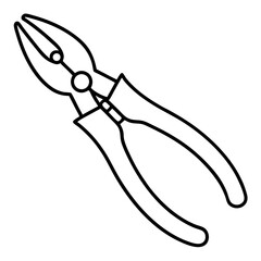 Pliers line art icon on white background.