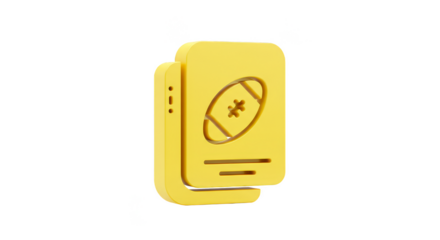 3D Yellow Football Game Ticket Icon On Transparent Background