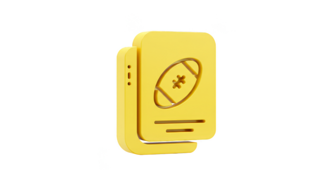 3D Yellow Football Game Ticket Icon On Transparent Background