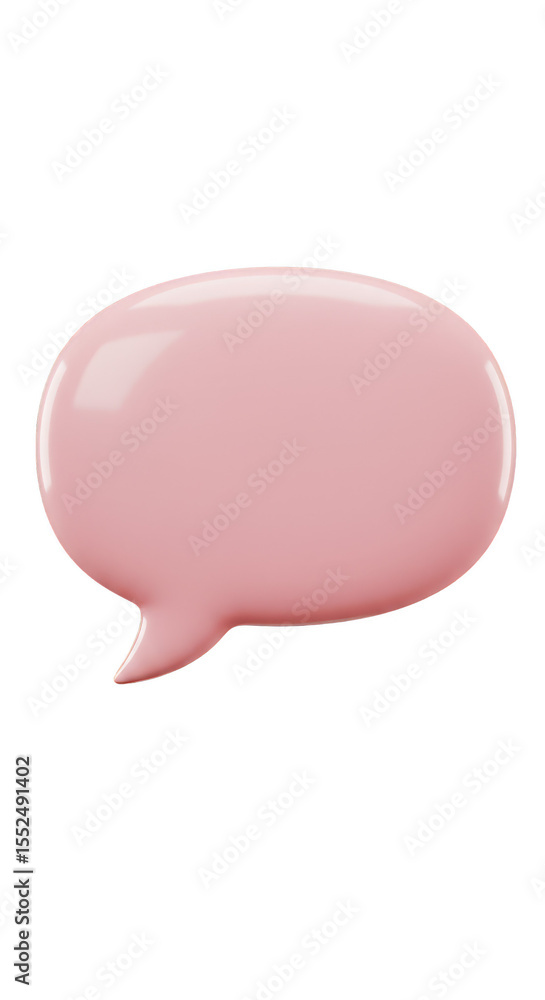Aufkleber 3d rendering of pink speech bubble icon message on transparent background