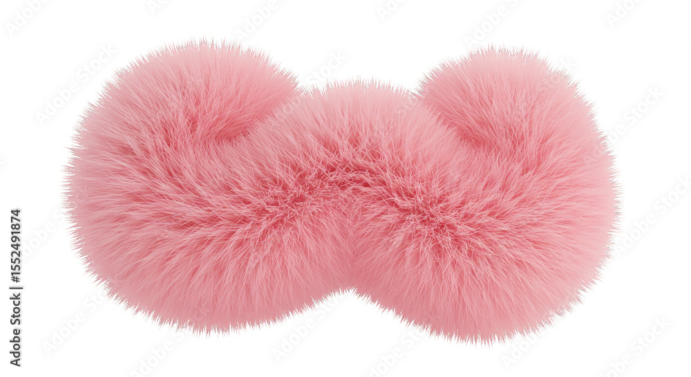 Poster abstract 3d render of fluffy pink ball texture isolated on transparent background