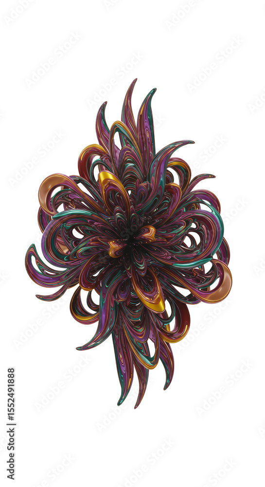 Poster abstract 3d render transparent twisted swirl with decorative element background
