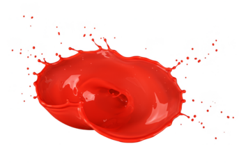 Abstract Isolated Red Paint Splash Against Transparent Background