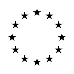 Flag of the European Union.  EU flag icon.  Black icon.  Circle icon flag.  Computer digital vector illustration.