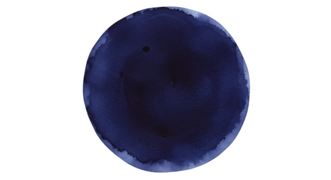 Abstract Watercolor Blue Circle Stain Illustration on Transparent Background