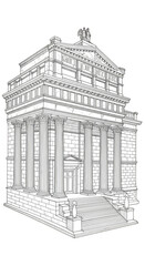 Ancient Architecture Building Illustration White Temple Column Facade Transparent