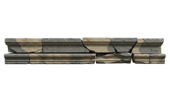 Ancient Stone Border Ruin Rock Texture Archaeology History Isolated