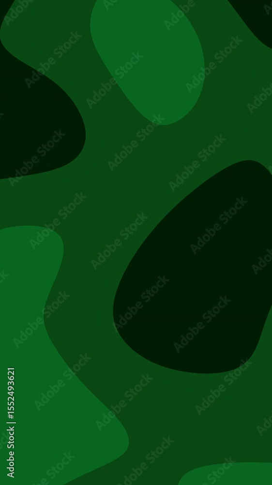 Poster abstract design featuring organic shapes in shades of green creating a layered effect. the compositi