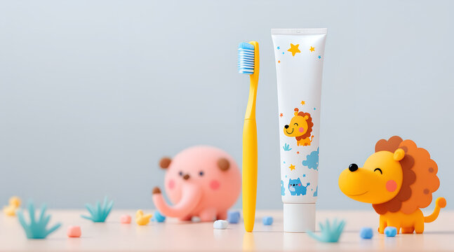 Cute Children s Dental Hygiene Set with Toothbrush Paste and Animal Toys