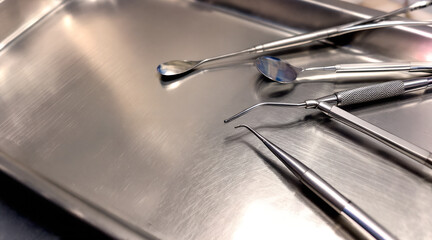 Dental Instruments on a Metal Tray Ready for a Procedure