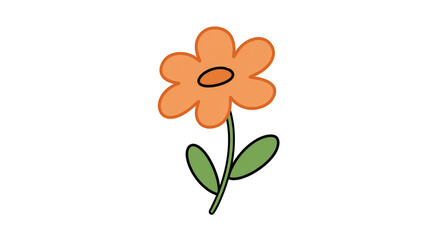 Naklejka premium Cartoon Orange Flower Illustration Transparent Background Simple Design