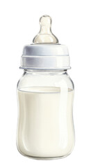 Baby Bottle Illustration Milk Liquid for Infant on Transparent Background
