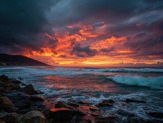 The Power Of A Sunset On A Rugged Coastline