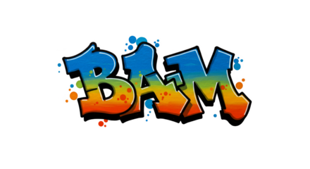 BAM Graffiti Text Typography Graphic with Blue Orange Isolated Design