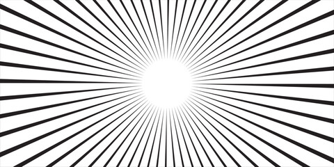 Obraz premium Radial Black and White Symmetric Lines for Abstract Patterns and Backgrounds