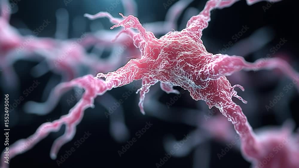 Poster abstract render of pink cellular structure against dark background