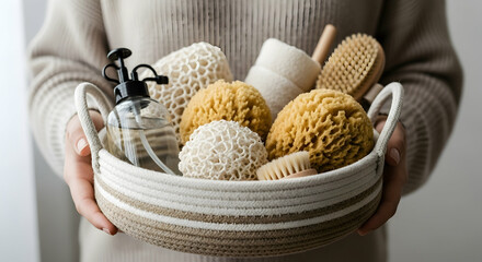 Zero Waste Self Care Kit in Basket: Eco-Friendly Lifestyle