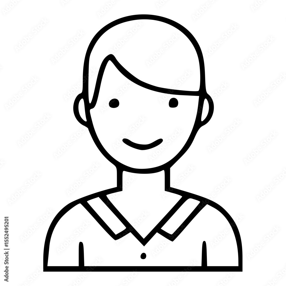 Poster simple line art smiling man portrait style avatar icon
