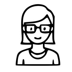 Outline Handdrawn Woman with Glasses Avatar Minimalist Style Icon