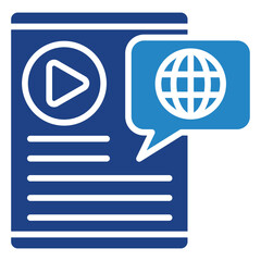 Mobile News dual tone blue color mini illustration icon, use for journalist, broadcasting, news and media UI, UX kit, app and web development, digital or print.