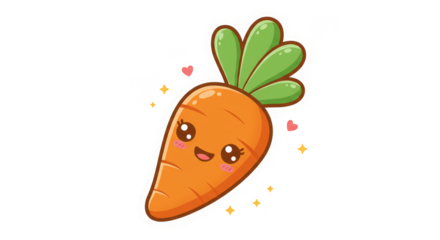 Cute Cartoon Carrot Illustration with Transparent Background Isolated Vegetable