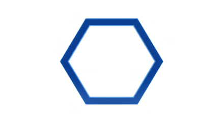 Blue Hexagon Shape Geometric Border Isolated on Transparent Background