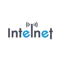 Text letter internet logo icon with antenna signal symbol. Connect wave wi-fi illustration logotype vector