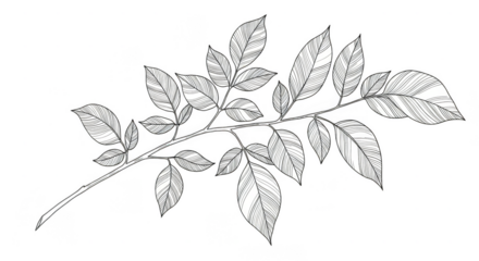 Botanical Branch Leaves Illustration Isolated Transparent Background