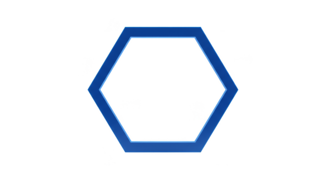 Blue Hexagon Shape Geometric Border Isolated on Transparent Background - Powered by Adobe