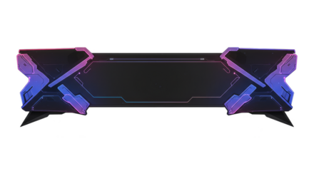 Cyberpunk Neon Glow PNG Banner HUD Futuristic UI Element