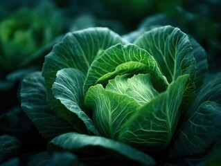 Fototapeta premium The Wholesome Heart of a Vibrant Green Cabbage Head
