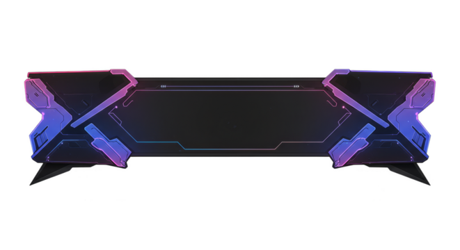 Cyberpunk Neon Glow PNG Banner HUD Futuristic UI Element