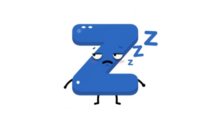 Cartoon Blue Alphabet Letter Z Sleeping Character Illustration