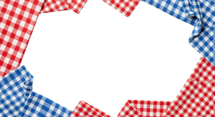 Checkered Transparent Background Frame Red Blue Tablecloth Design