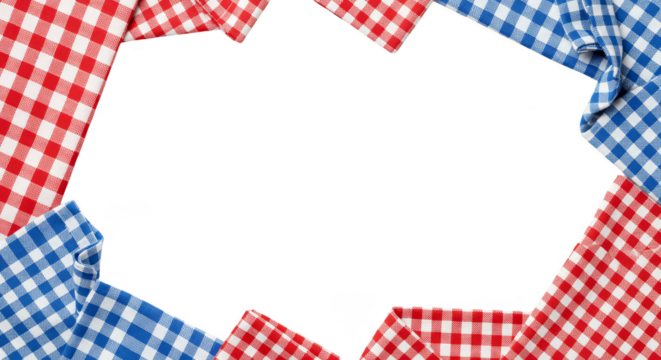 Checkered Transparent Background Frame Red Blue Tablecloth Design