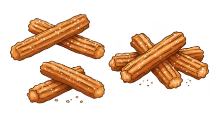 Churros Illustration Golden Fried Dough with Sugar and Cinnamon