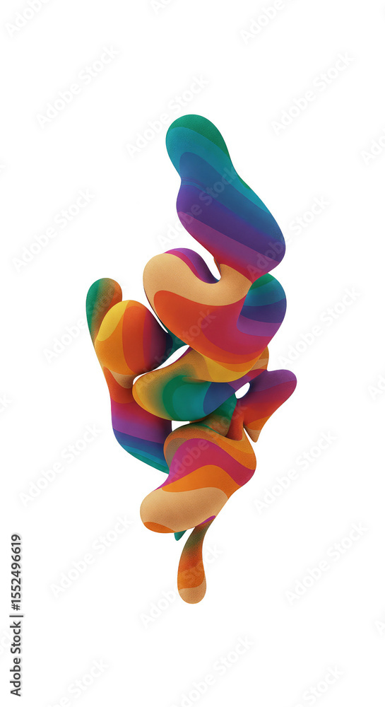 Aufkleber colorful abstract 3d shape rendering modern geometric element on transparent background