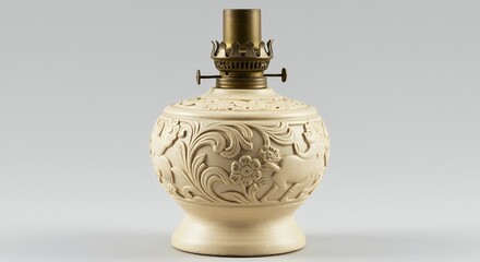 Cream colored decorative oil lamp
