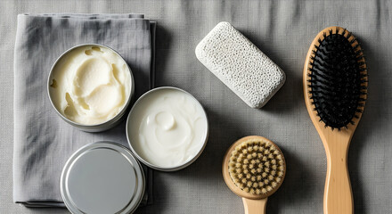 Eco-Friendly Zero Waste Self Care Kit on Gray Background