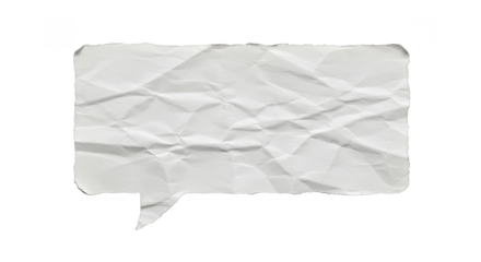Crumpled Paper Speech Bubble Texture Dialog on Transparent Background
