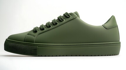 green rubber casual shoes shown from the side on a pure white surface, perfect for showcasing comfortable and stylish everyday footwear