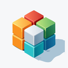 Obraz premium modular isometric hexa-grid honeycomb blocks with vibrant candy-apple steel and mint colors 