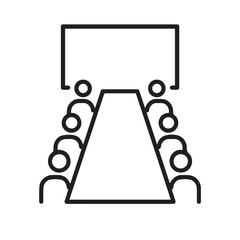 "Business Meeting Line Icon – Conference Room Outline Illustration"