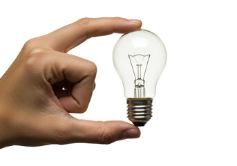 Hand Holding A Lightbulb Idea Concept With Transparent Background